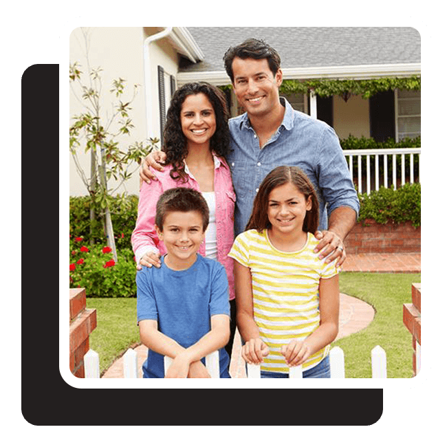 happy Texas family in front of home