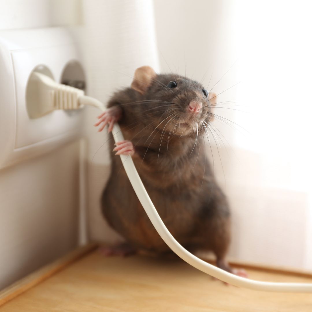 rat near power socket