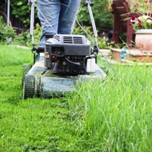 mowing tall grass