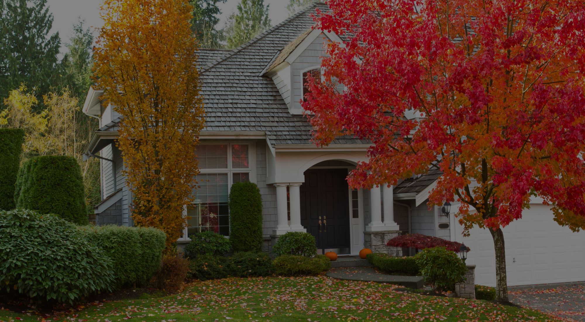 a home surrounded by fall trees
