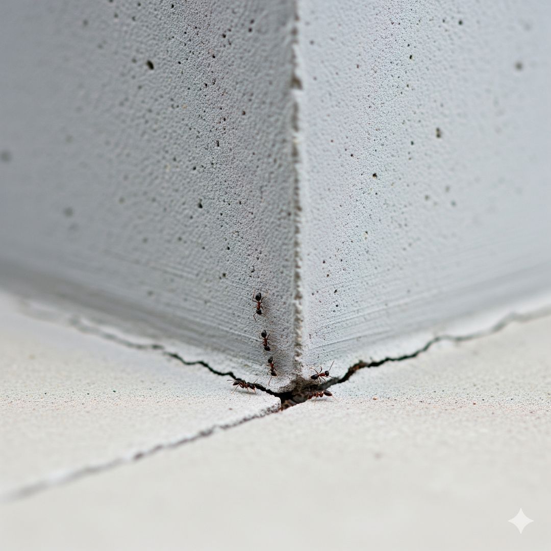 ants getting into home through crack