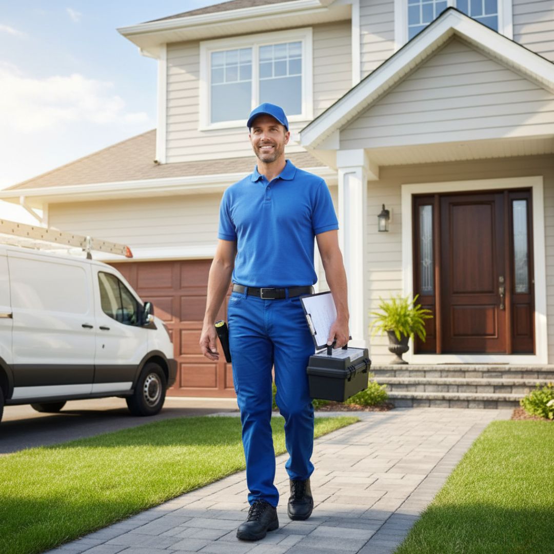 pest control tech outside of home